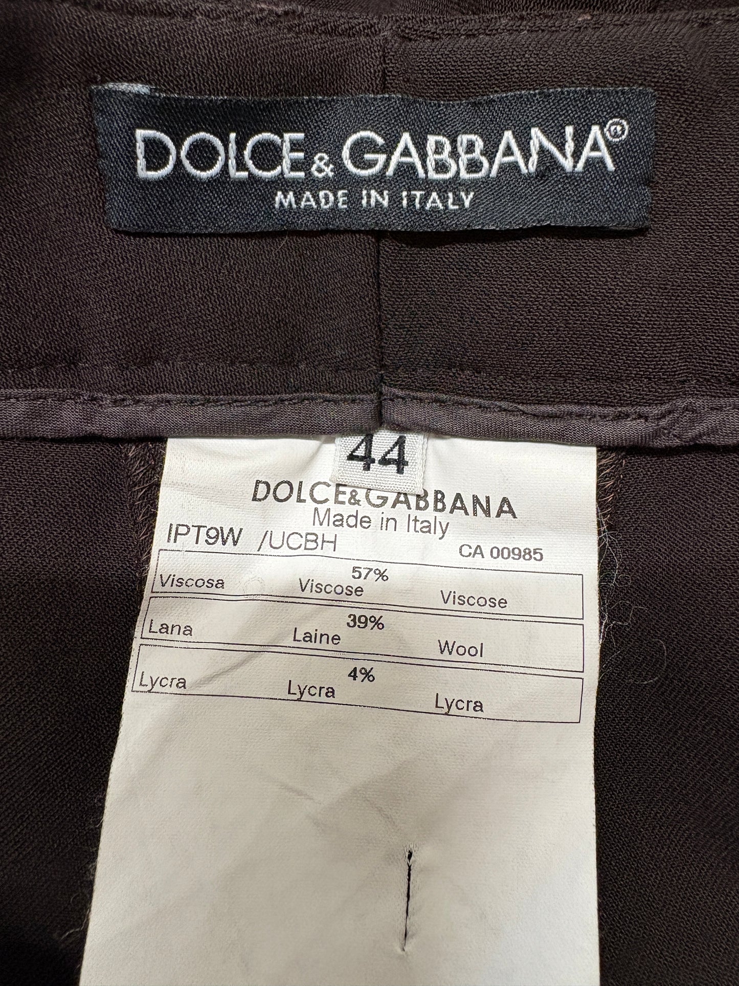 Dolce & Gabbana Dark Brown Trousers With DG Silver Logo