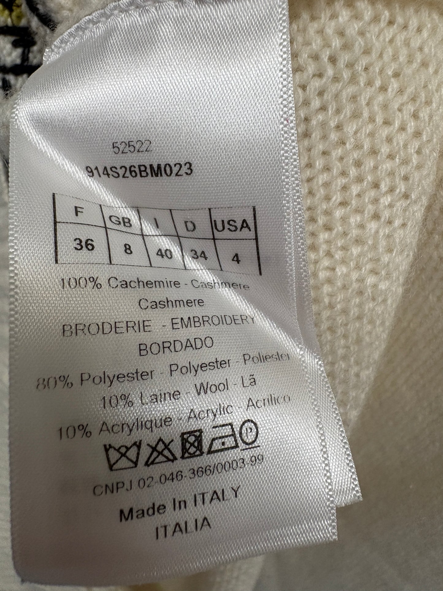 Christian Dior Cream Cashmere L'astrologie Jumper