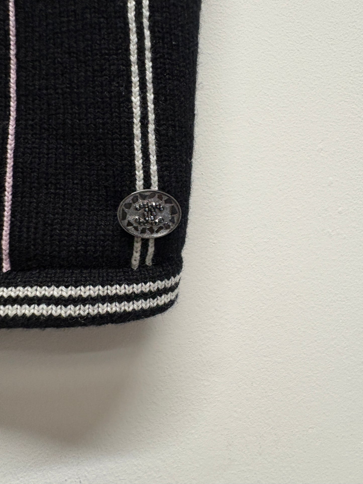 Chanel Cashmere Black Stripe Crop Top