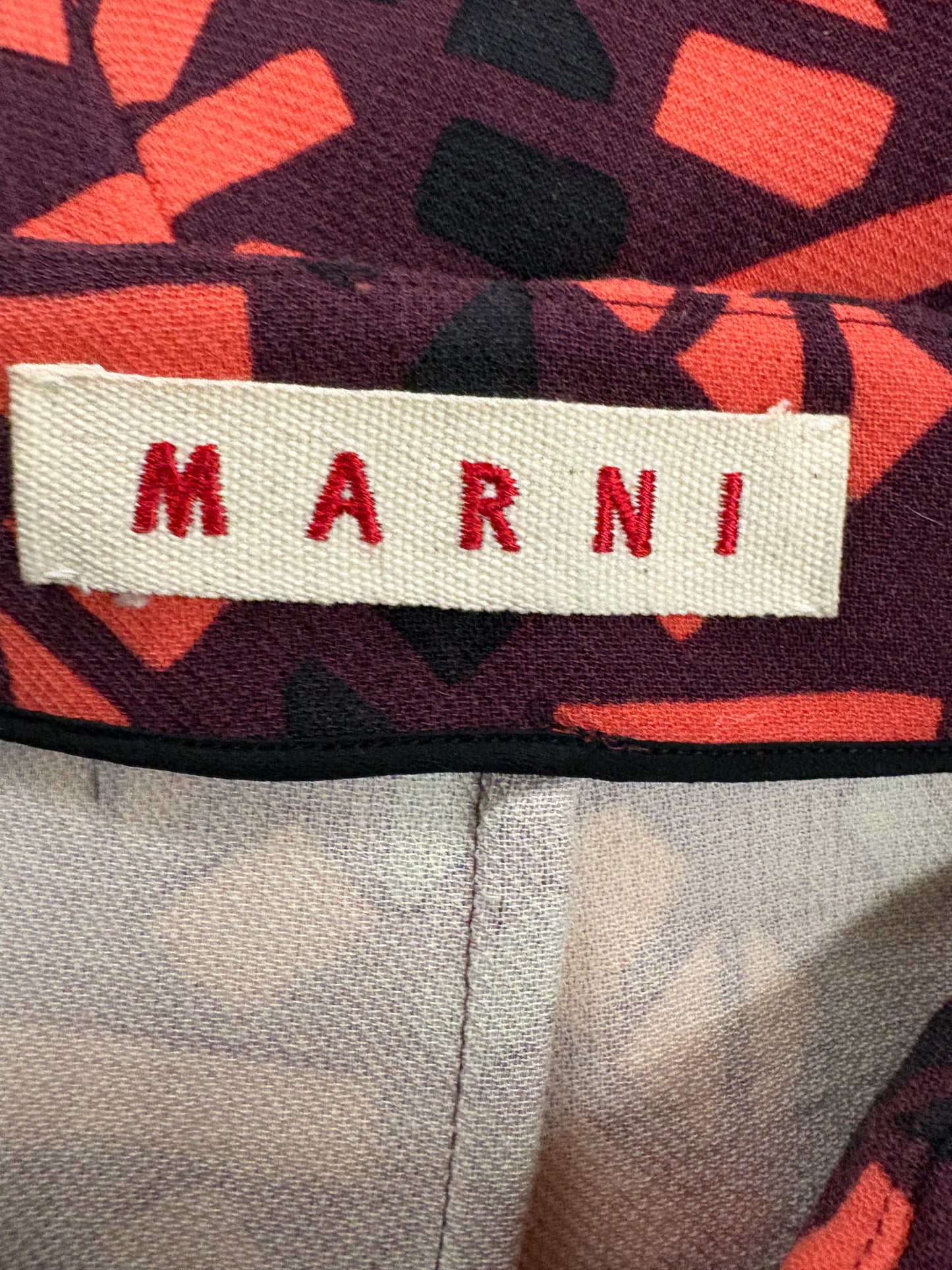 Marni Plum And Coral Geometric Print Skirt