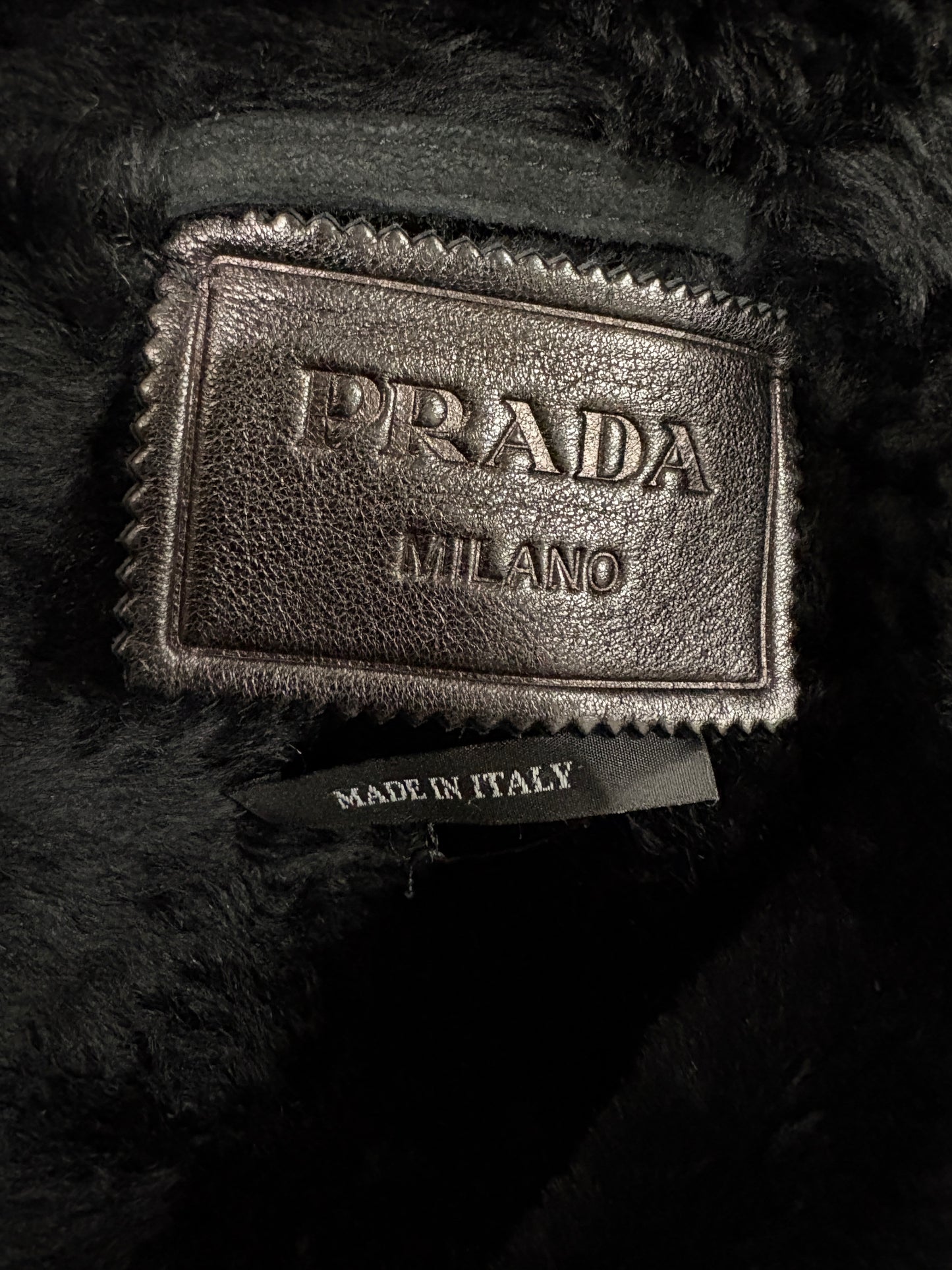Prada Black Sheepskin Coat With Mink Collar