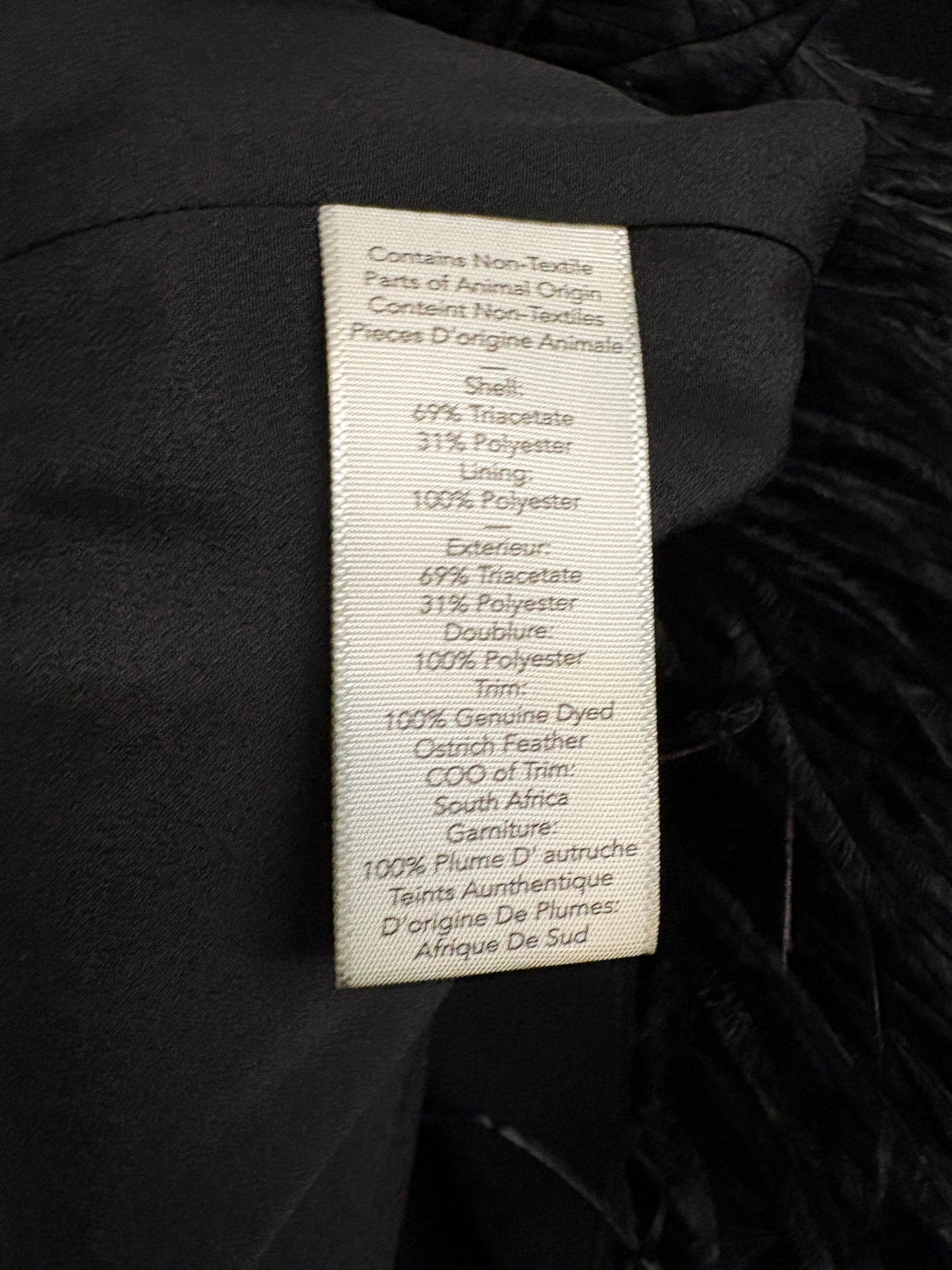 Elizabeth and James Serena Black Ostrich Feather Trim Mini Dress