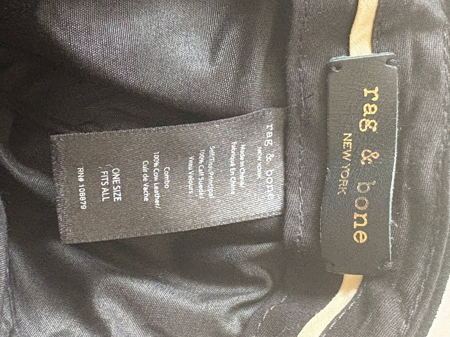 Rag & Bone Black Suede Leather Cap