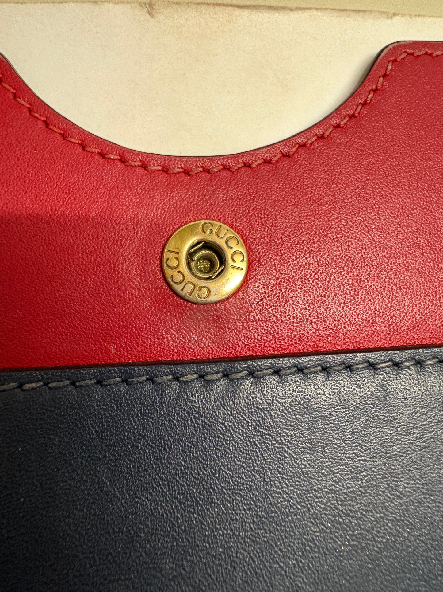 Gucci Queen Margaret Blue Red Cream Bee Shoulder Bag