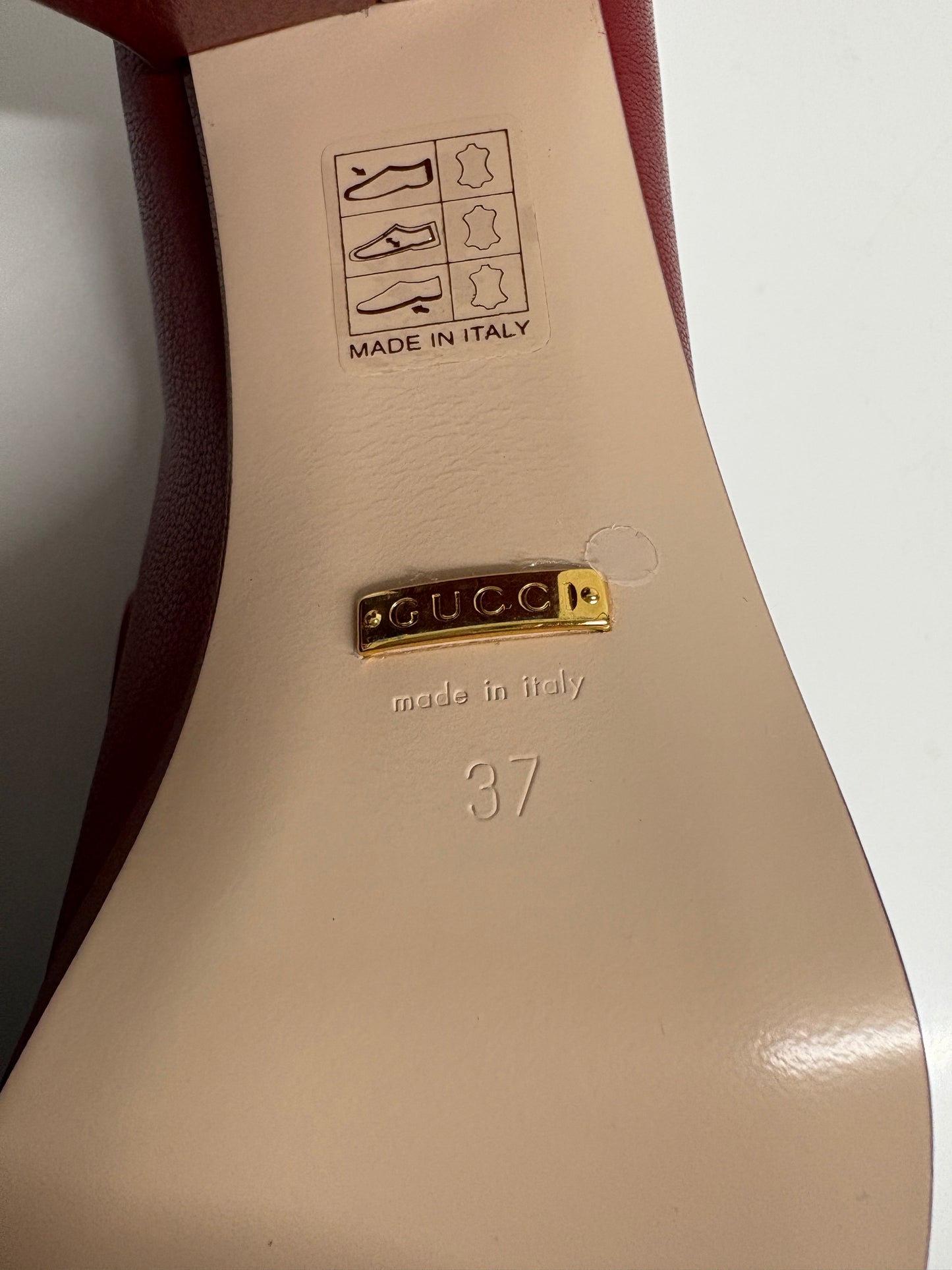 Gucci Red Quentin Moccasin Leather Heels