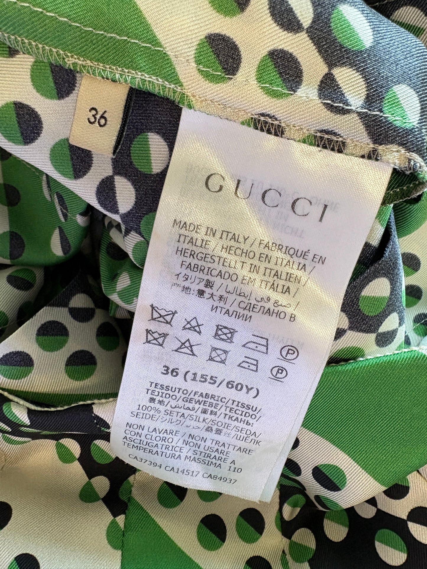 Gucci Green Silk Abstract Skirt