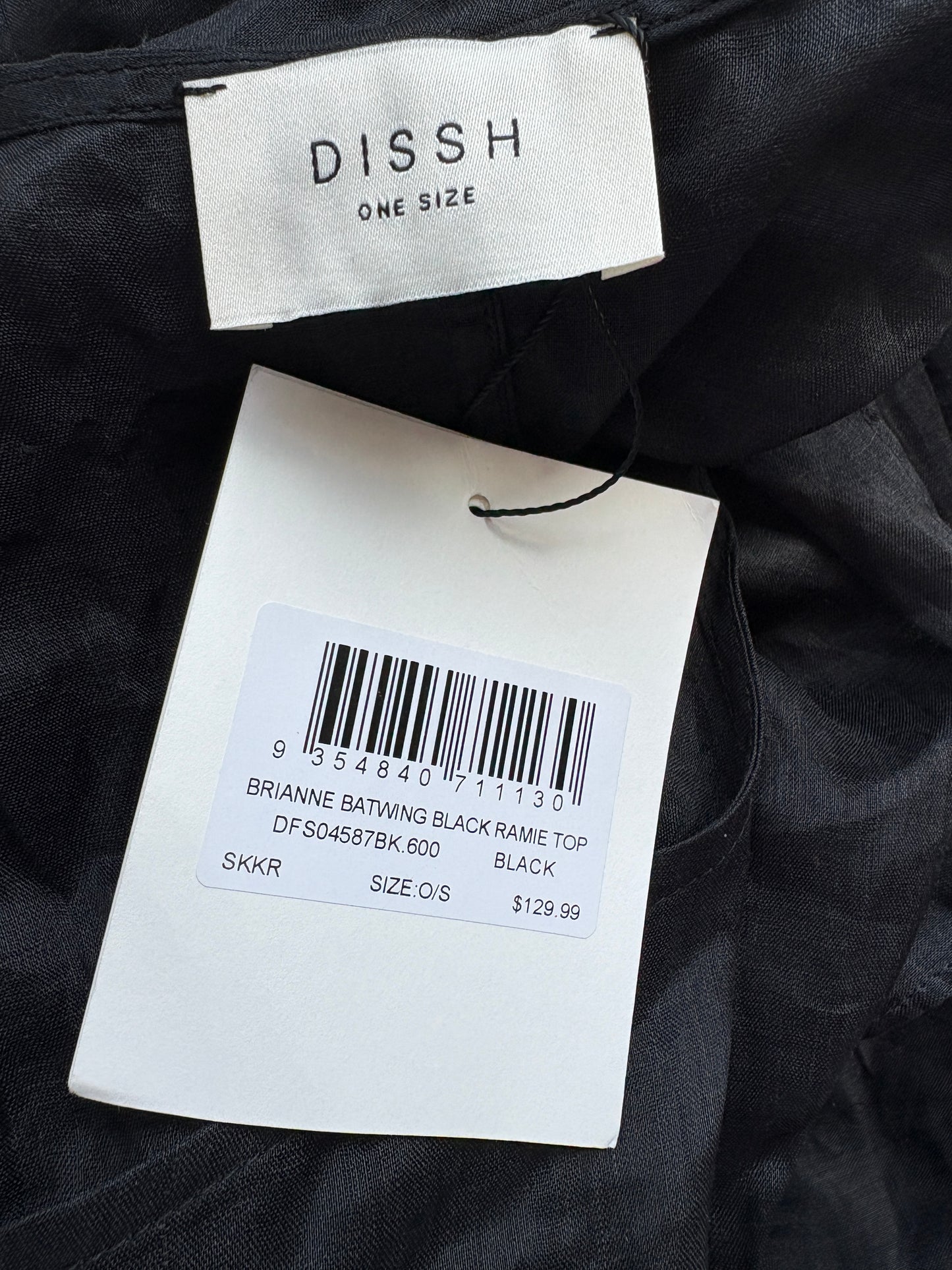 Dissh Black Brianne Batwing Ramie Top