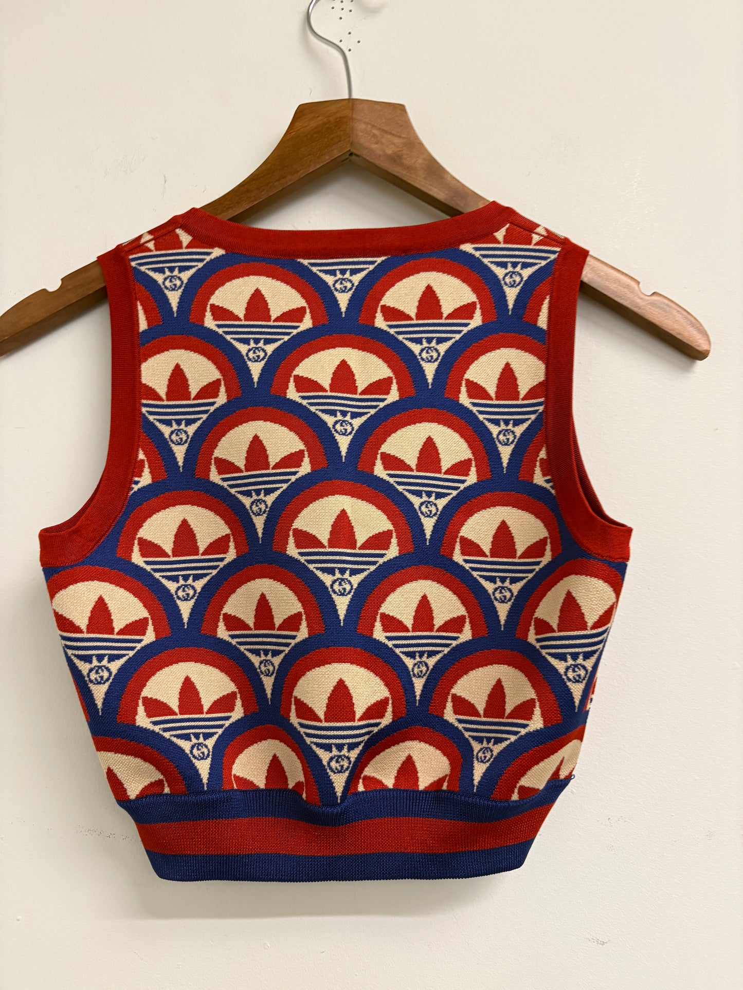 Gucci X Adidas Red Jacquard Crop Top