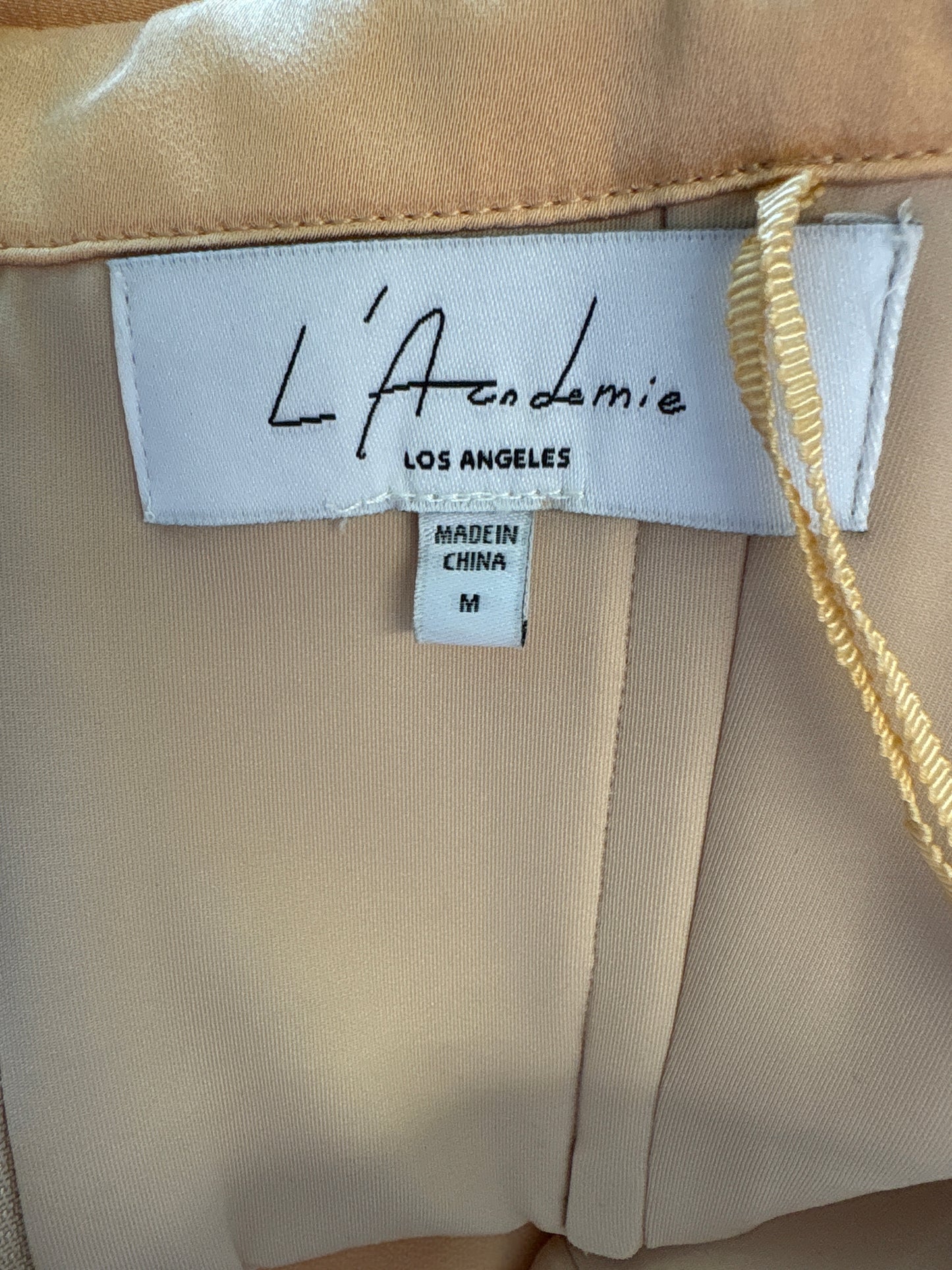 L'Academie Apricot Satin Strapless Mini Dress