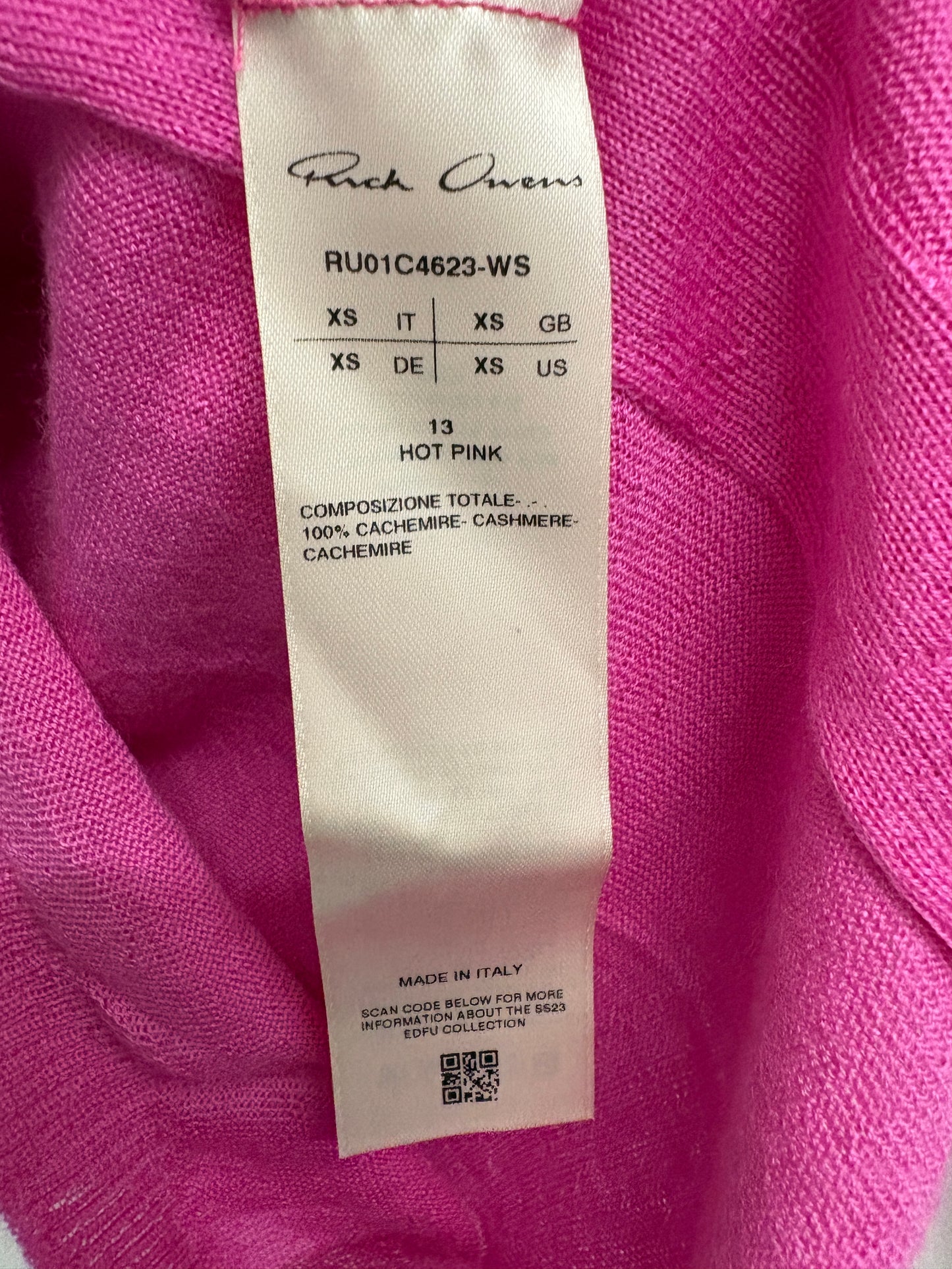 Rick Owens Fine Knit Pink Cashmere Hoodie