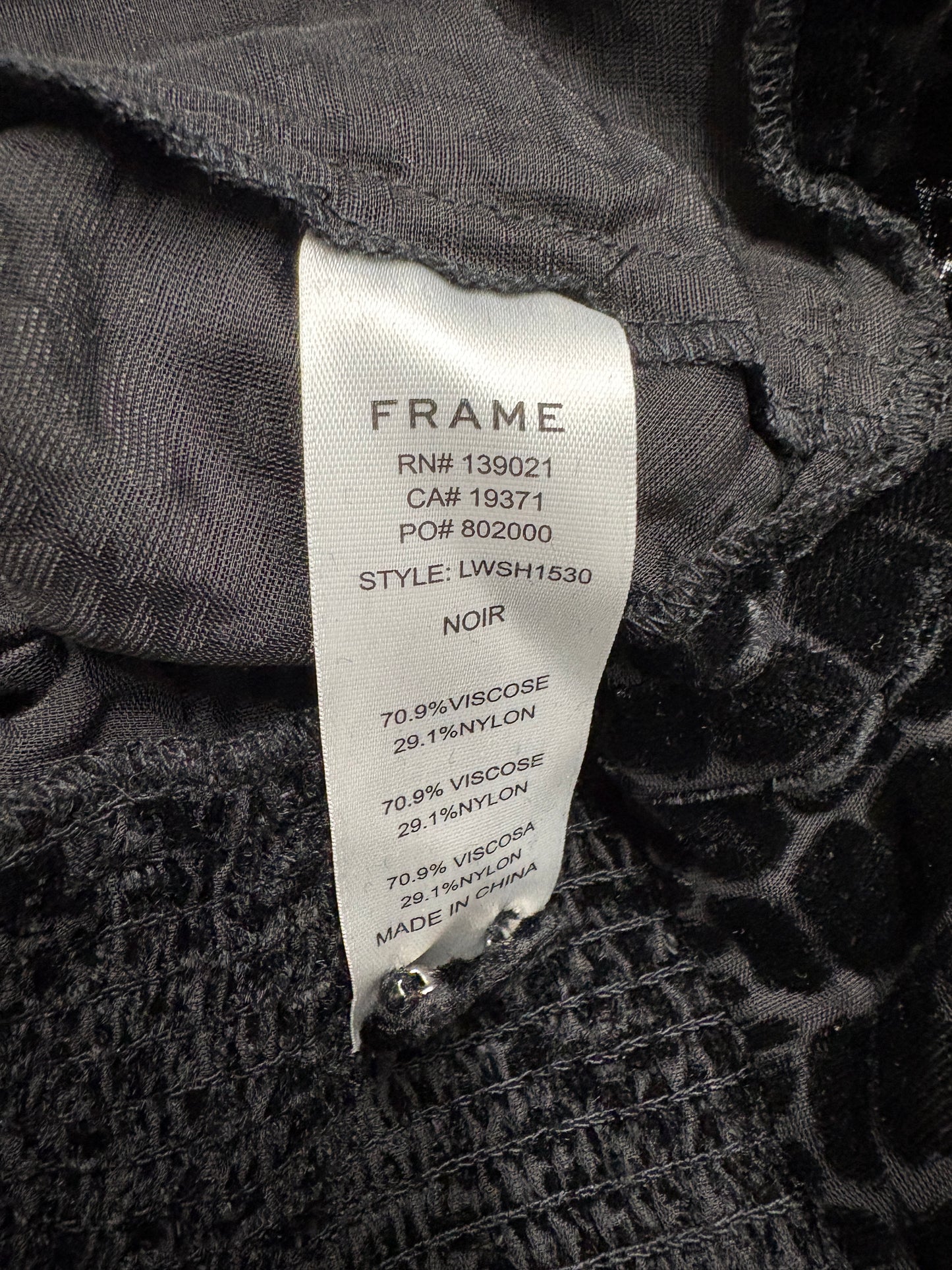 Frame Black Velvet Croc Print Long Sleeve Top