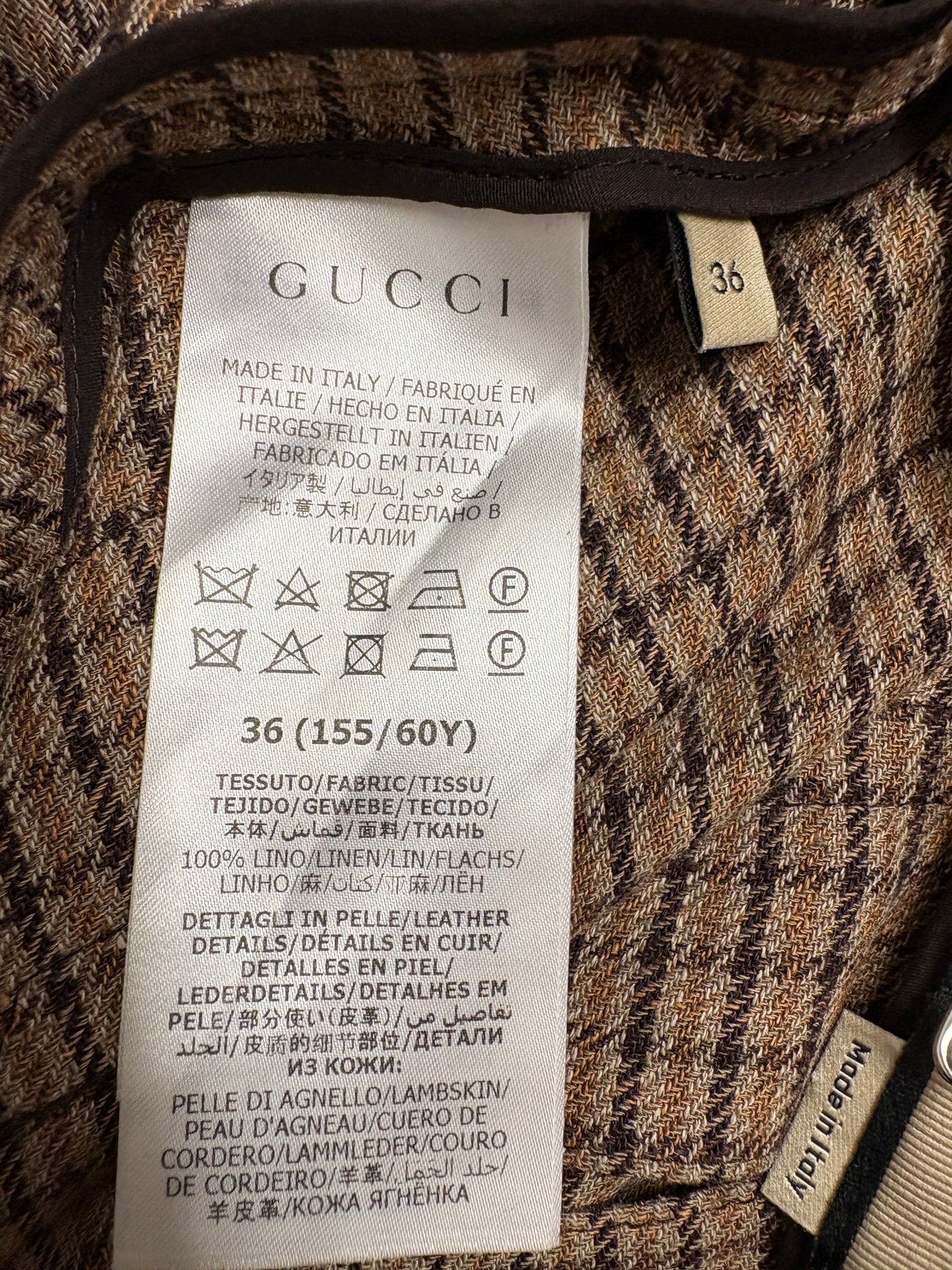 Gucci Brown Check Pleated Midi Skirt