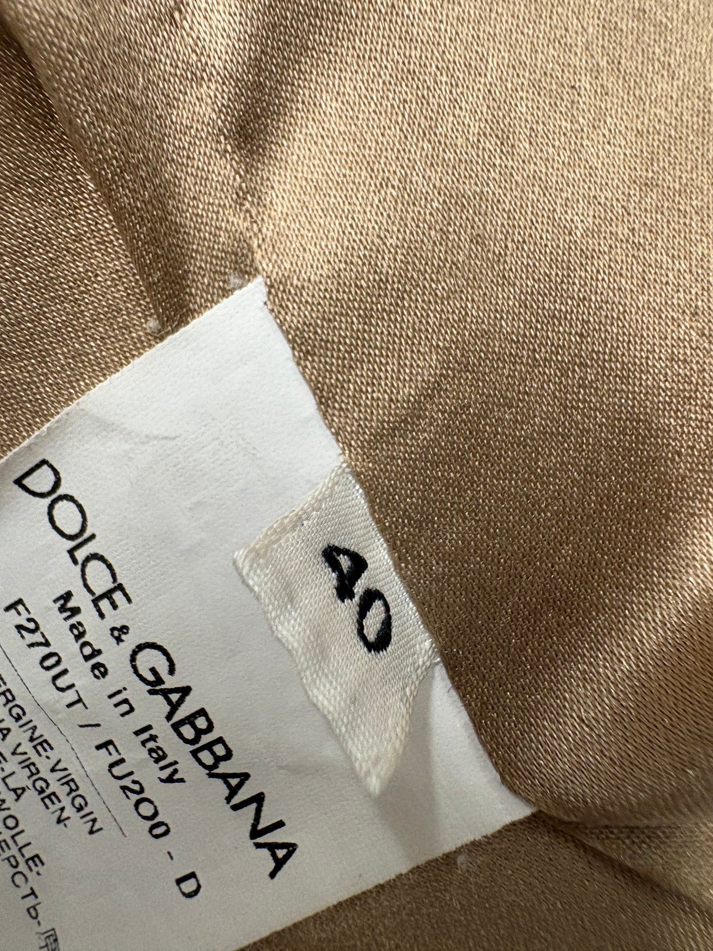 Dolce and Gabbana Beige Jacket With Crystal Buttons And Peter Pan Collar