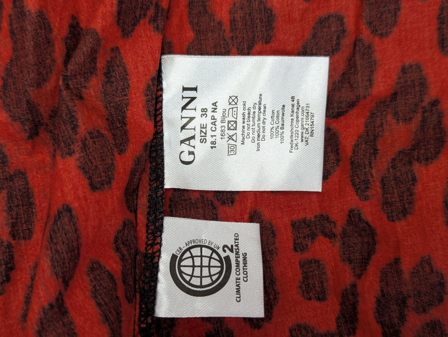 Ganni Red Leopard Wrap Midi Dress