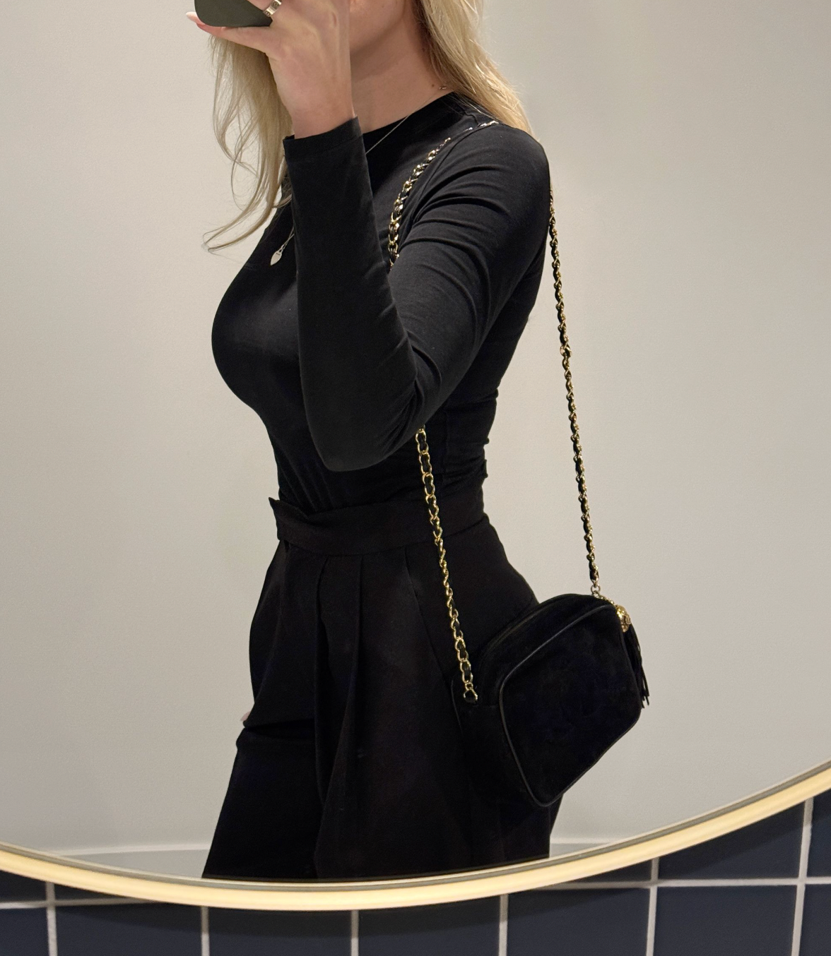 Chanel Black Quilted Suede & Lambskin Leather Vintage Mini Timeless Fringe Camera Bag