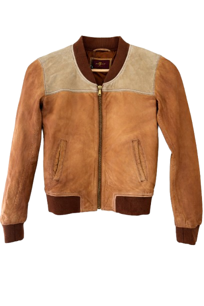 7 For All Mankind Tan Leather Bomber