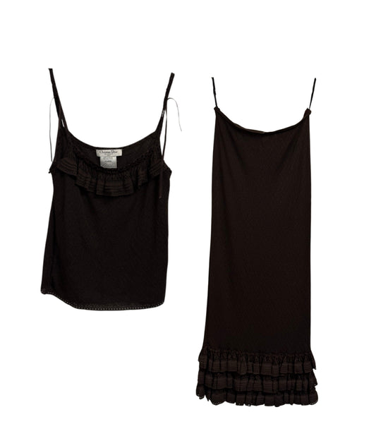 Christian Dior brown cami top and midi skirt (pre-owned)
