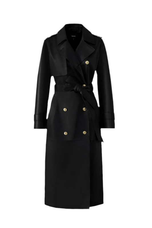 Mackage black maxi leather trench (pre-owned)