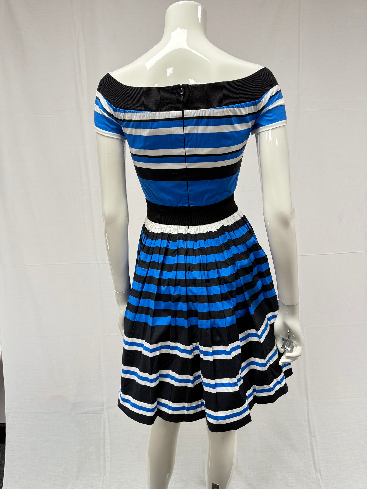 Prada Horizontal stripe blue cotton tea dress (pre-owned)