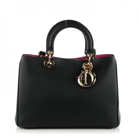 Christian Dior Black Dorissimo in pebbled leather (pre-owned)