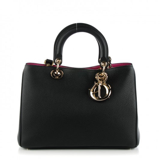 Christian Dior Black Dorissimo in pebbled leather (pre-owned)