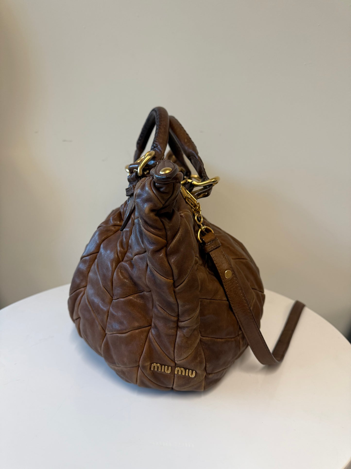 Miu miu brown leather bag (pre-owned)