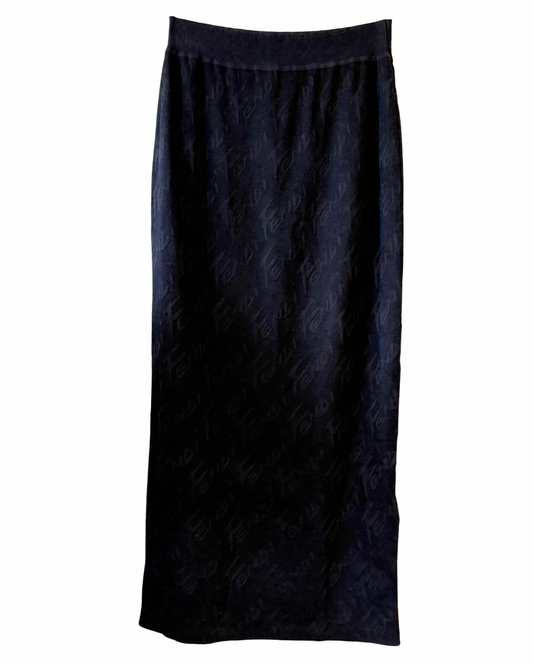 Fendi Logo Black Mesh Skirt