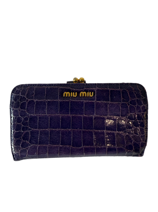 Miu Miu Purple croc embossed purse (pre-owned)