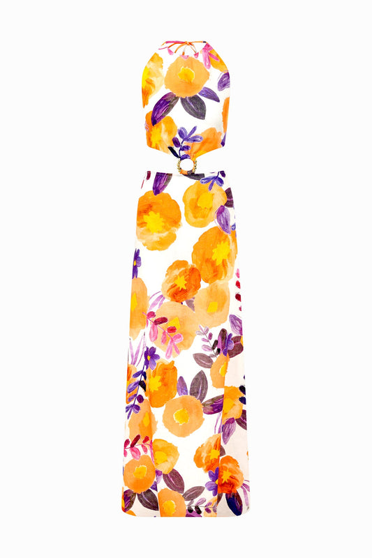 Raisa Vanessa Halter Neck Floral Maxi Dress With Cutout Details (pre-owned)