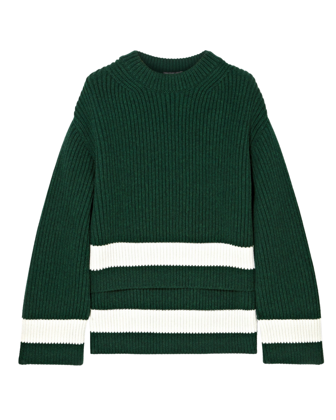 Alexander McQueen Green Jumper With Cream Stripe