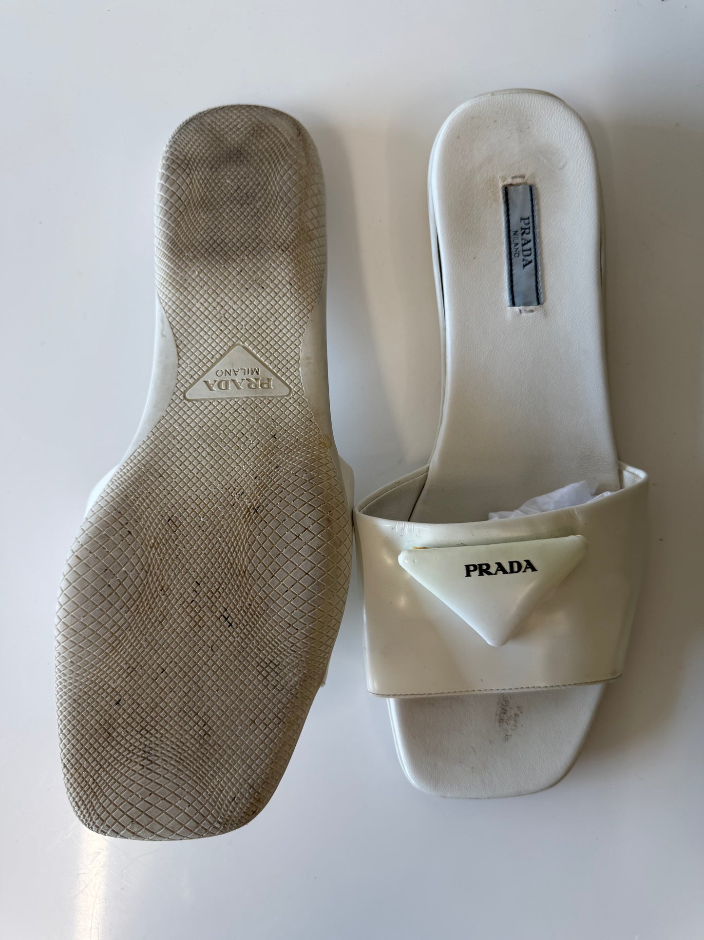 Prada logo leather slides (pre-owned)