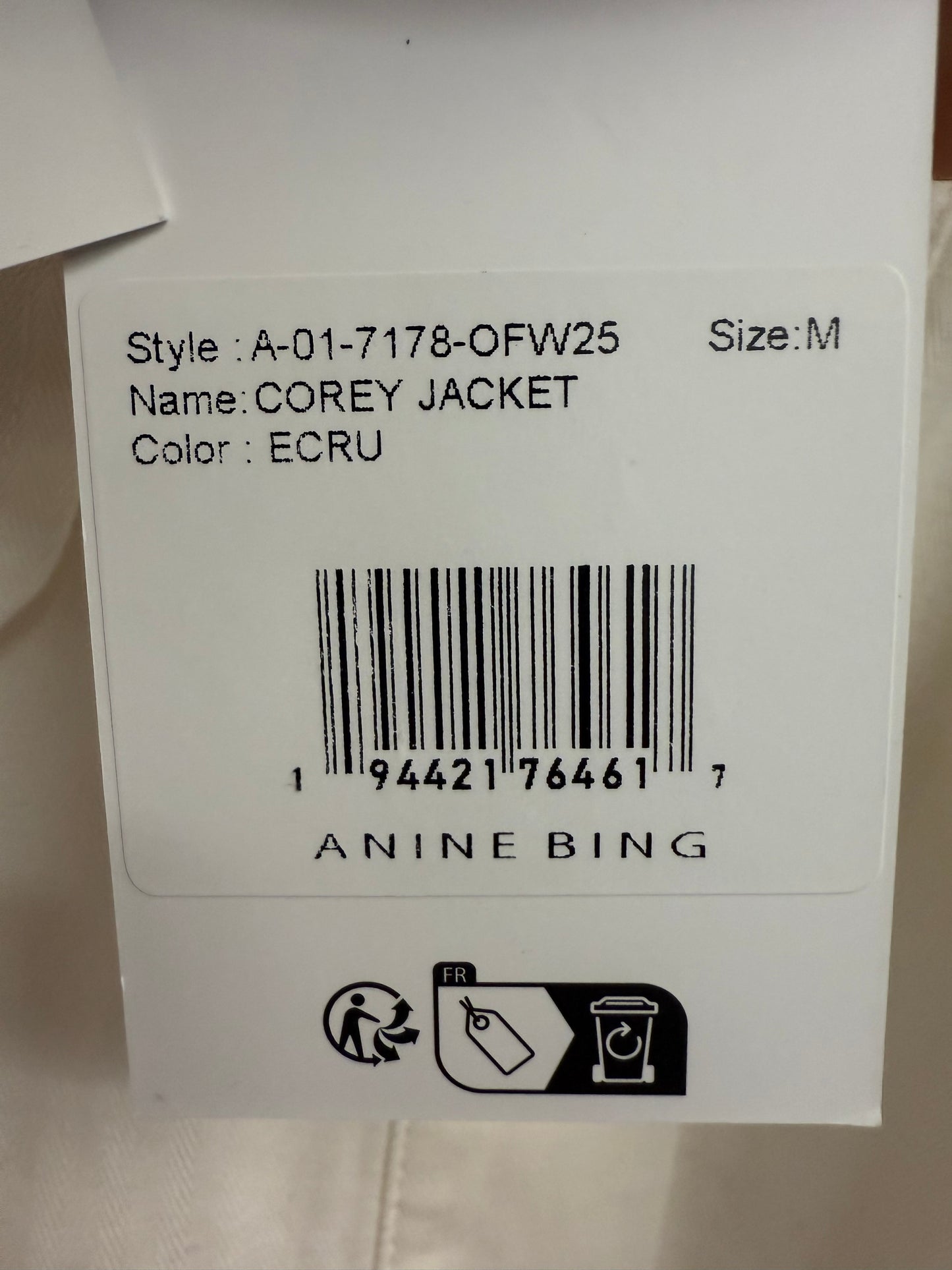 Anine Bing White Corey jacket (pre-owned)
