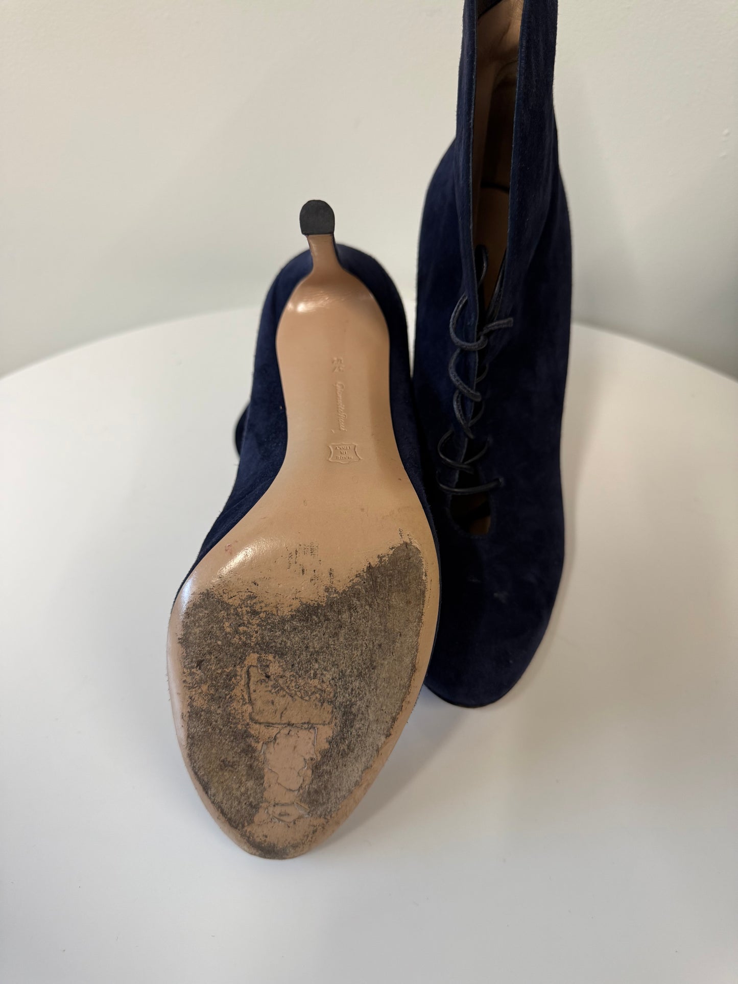 Gianvito Rossi Navy Suede Heeled Booties (pre-owned)