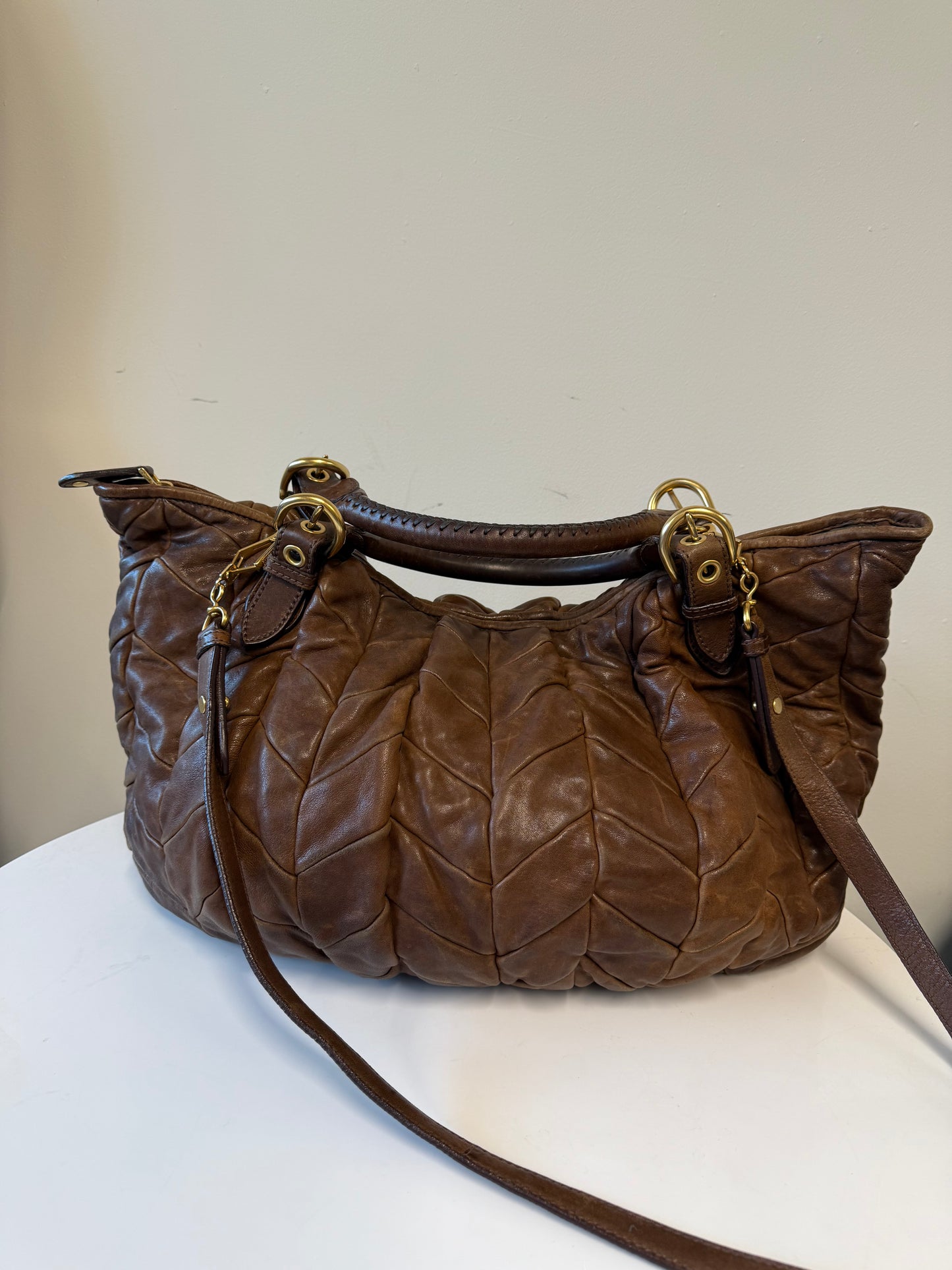 Miu miu brown leather bag (pre-owned)