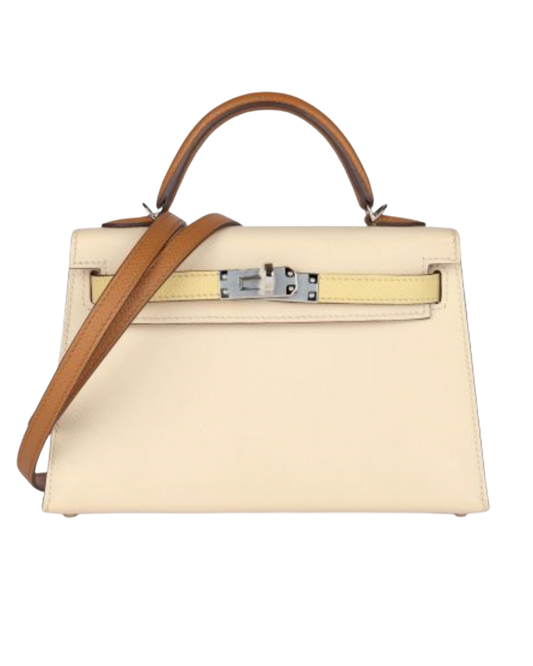 Hermès Nata Jaune Poussin & Sesame Epsom Leather Kelly 20cm II Sellier