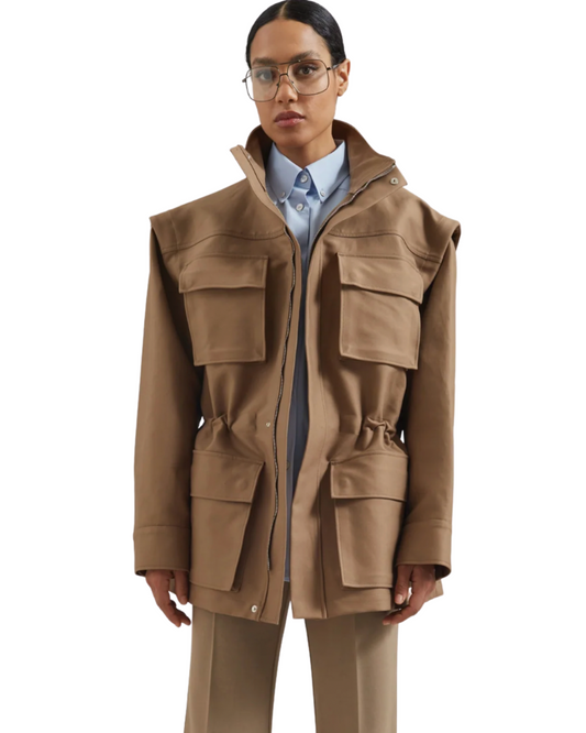 The Frankie Shop Melton Detachable Sleeve Cargo Jacket (pre-owned)
