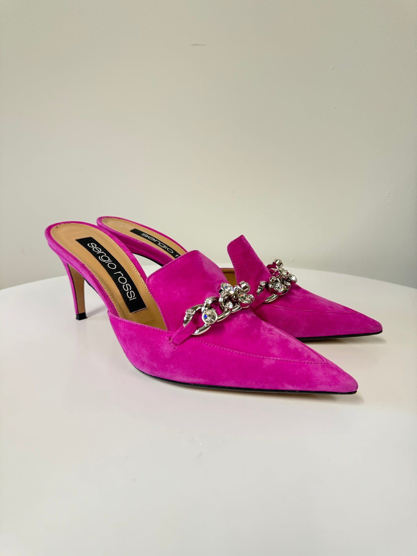 Sergio Rossi pink suede mules (pre-owned)