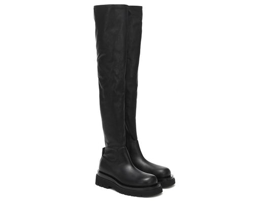 Bottega Veneta Black Lug Over The Knee Boots (pre-owned)