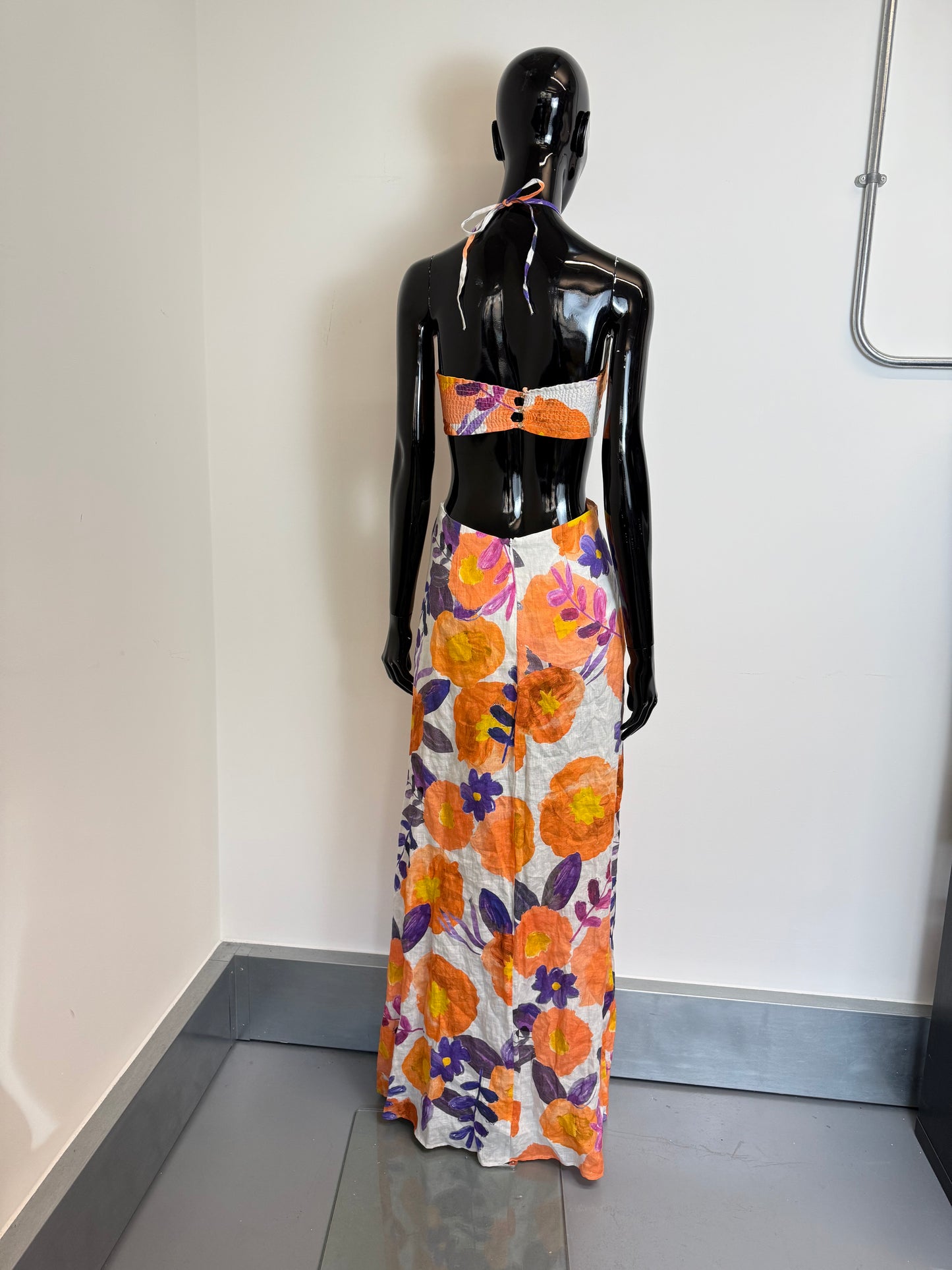 Raisa Vanessa Halter Neck Floral Maxi Dress With Cutout Details (pre-owned)