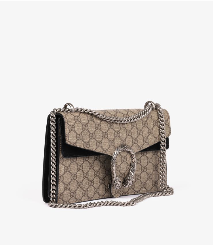 Gucci Beige GG Supreme Canvas & Black Suede Medium Dionysus (pre-owned)