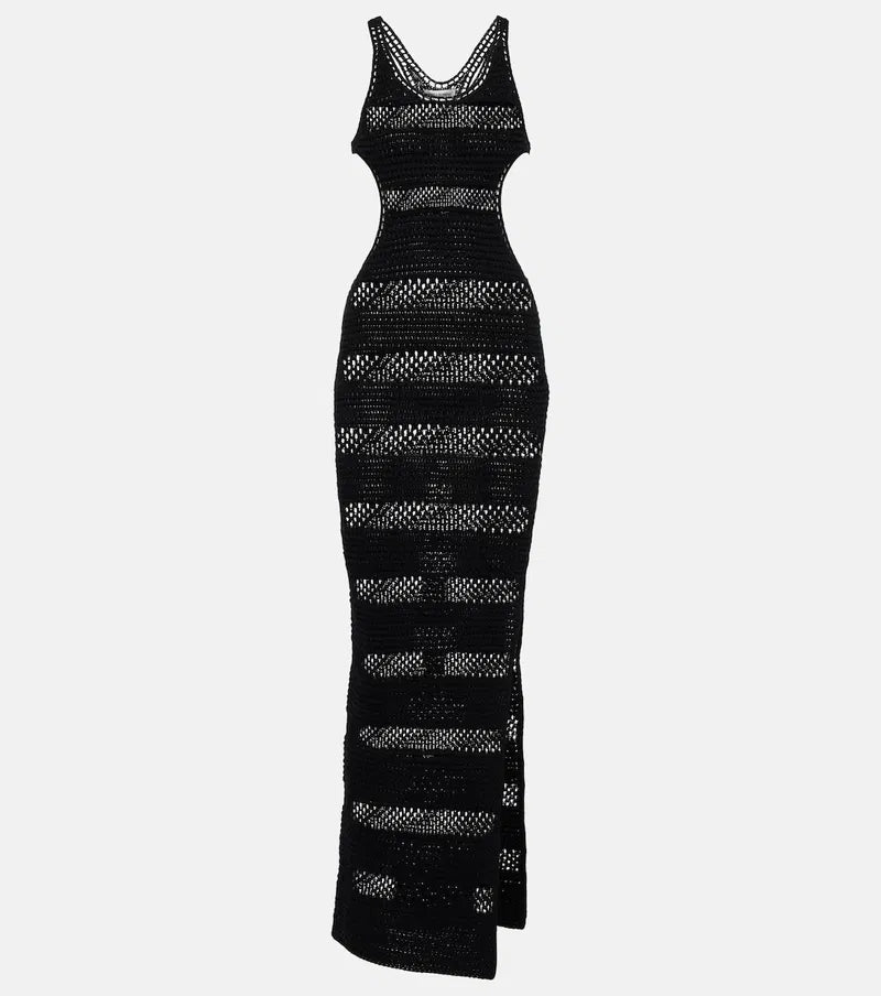 Saint Laurent black crochet dress (pre-owned)