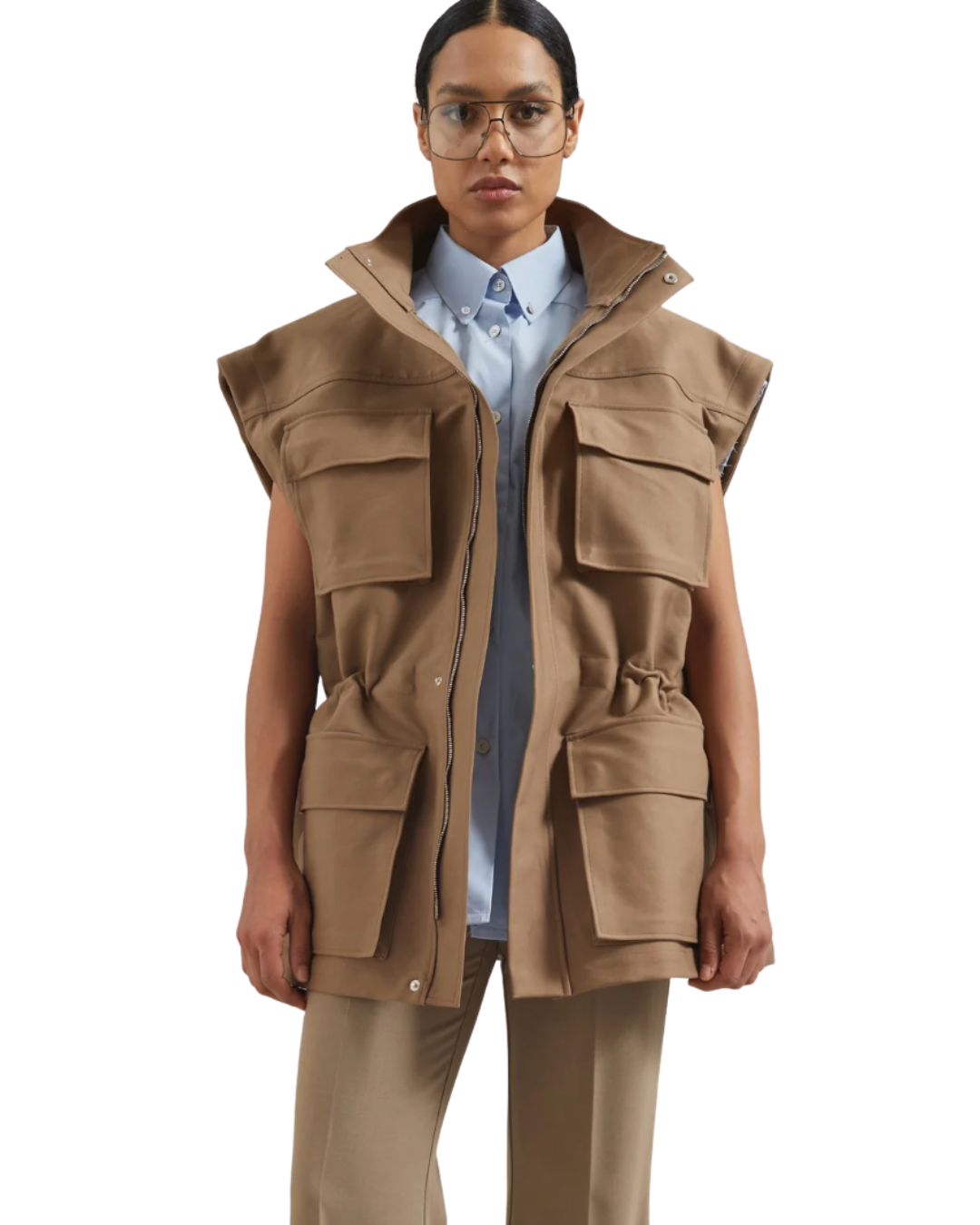 The Frankie Shop Melton Detachable Sleeve Cargo Jacket (pre-owned)