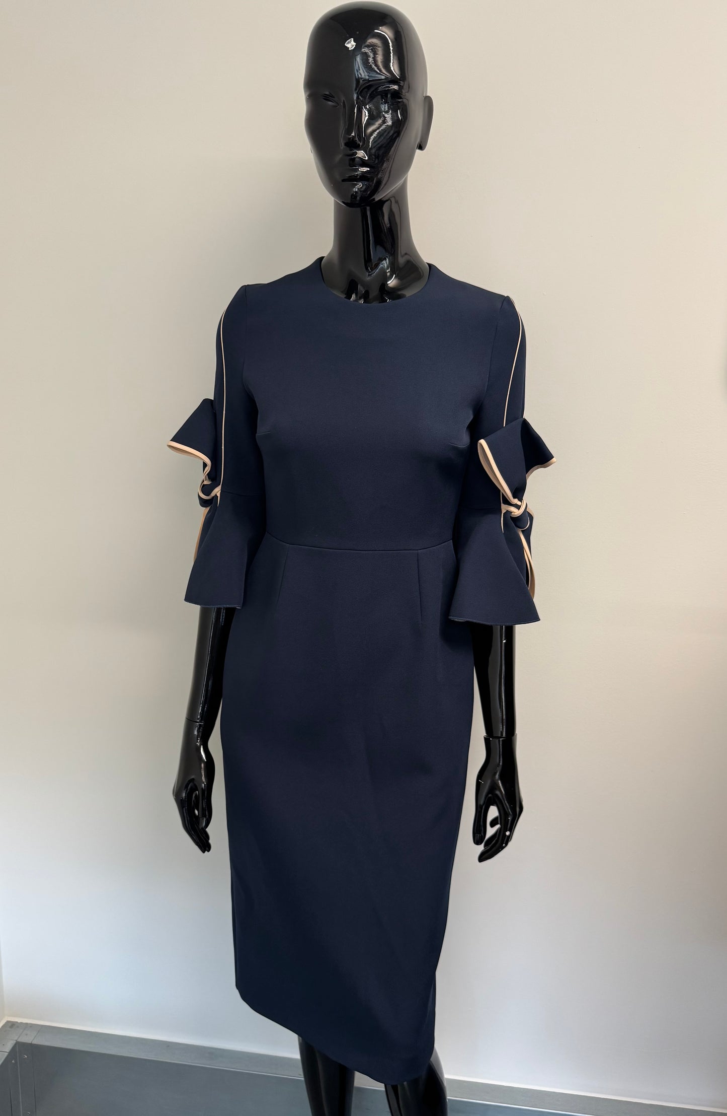 Roksanda Bow sleeve navy dress with matching scarf (pre-owned)