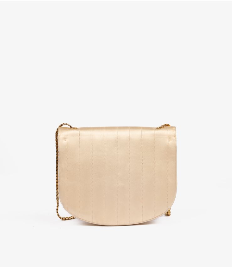 Chanel Beige Quilted Satin Vintage Bijoux Half Moon Mini Flap Bag (pre-owned)