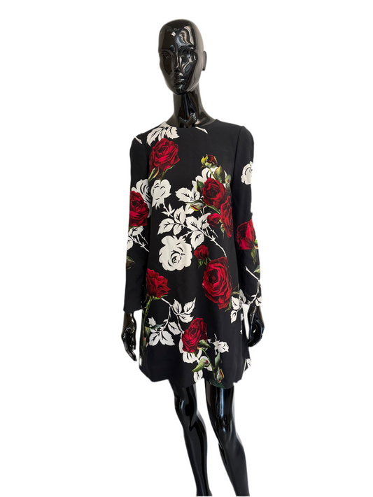 Dolce and Gabbana rose print shift dress (pre-owned)