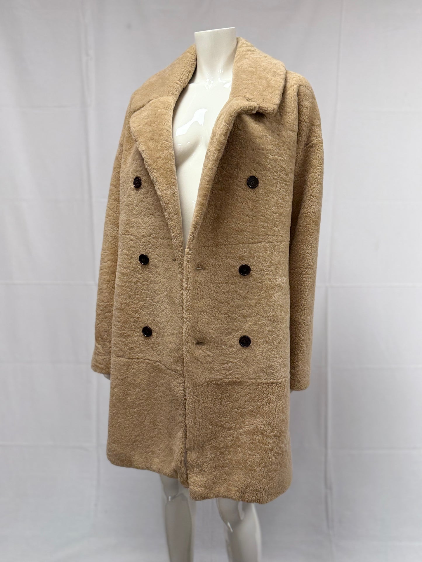 Saint Laurent Shearling Double Breasted Coat (pre-owned)