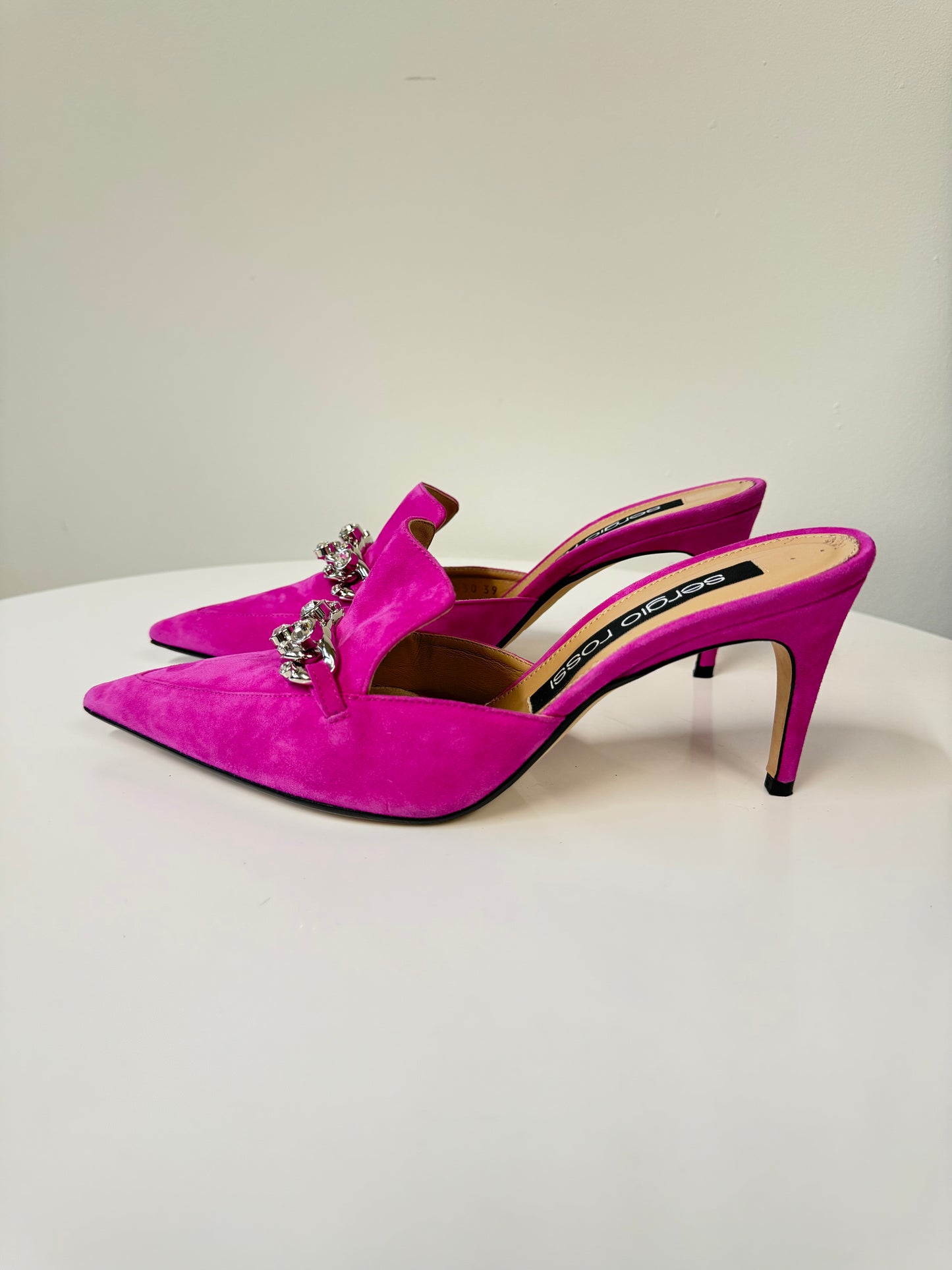 Sergio Rossi pink suede mules (pre-owned)