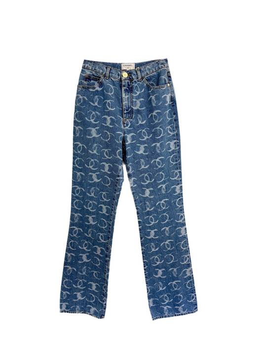 Chanel CC Printed logo denim jeans (pre-owned)