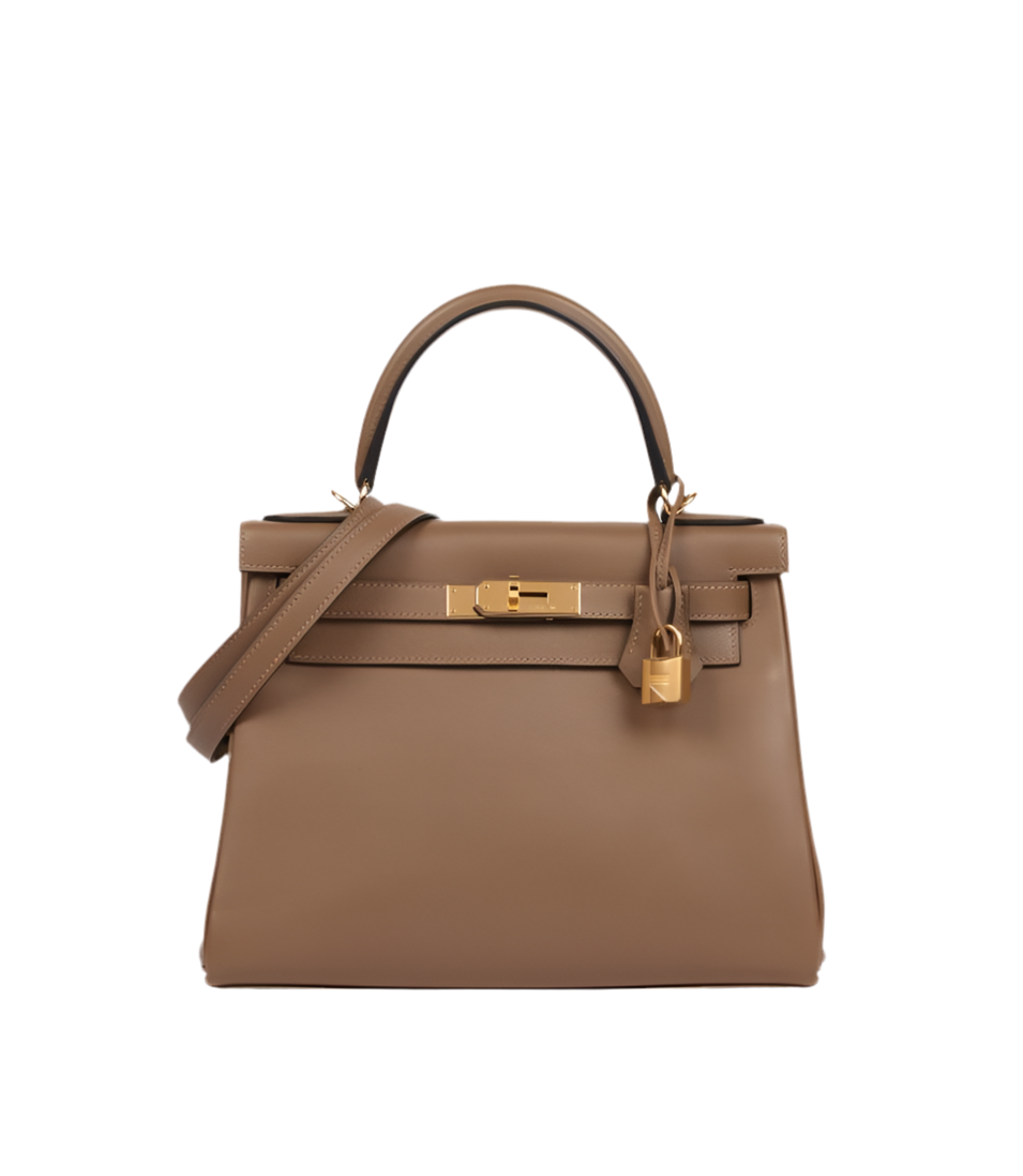 Hermes Beige De Weimar Evercolour Leather Kelly 28cm Retourne
