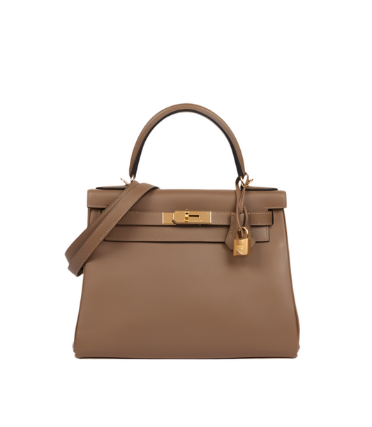 Hermes Beige De Weimar Evercolour Leather Kelly 28cm Retourne